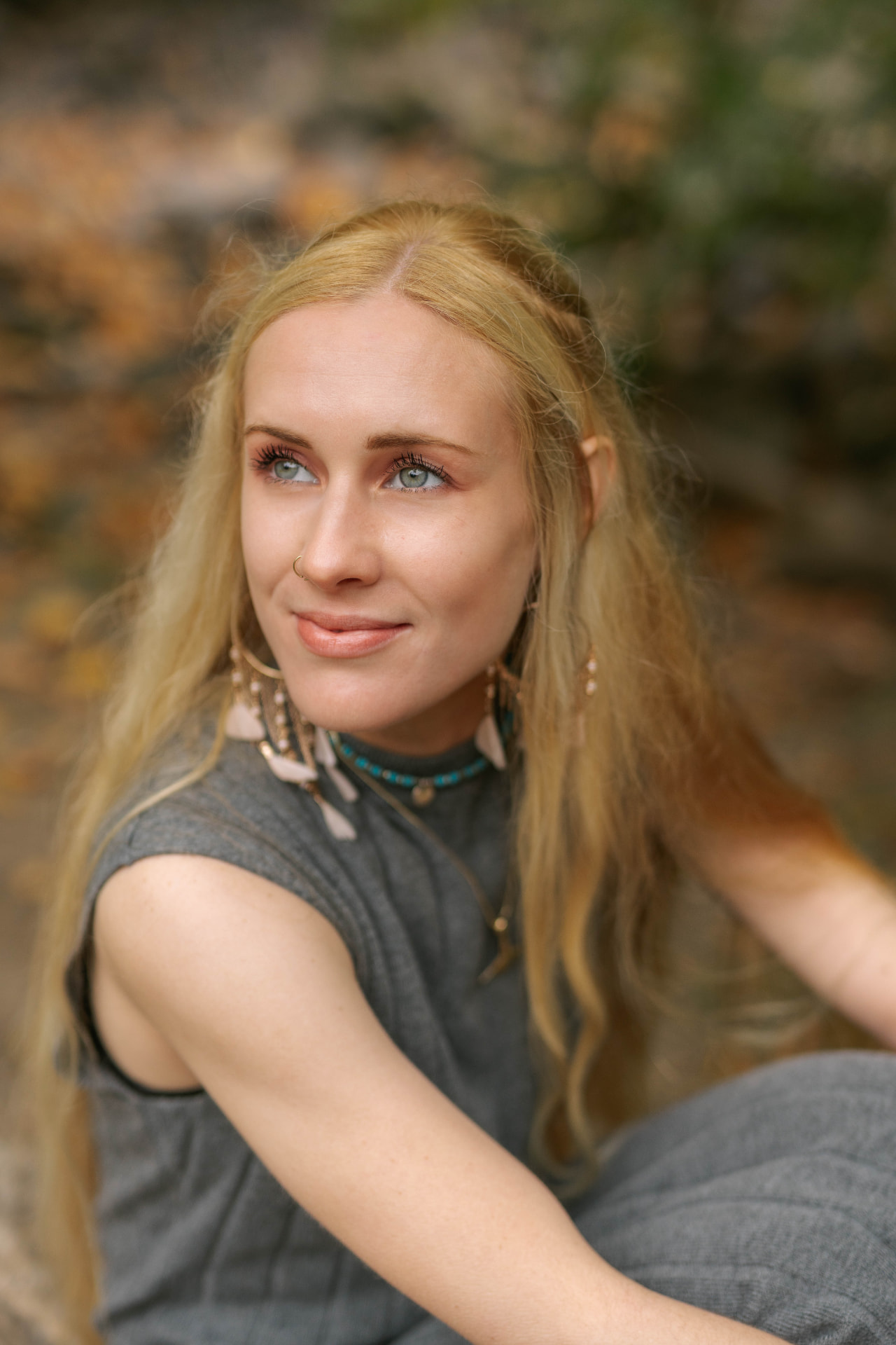 Sarah Cushing, Registered Psychotherapist, photographed outdoors in autumn